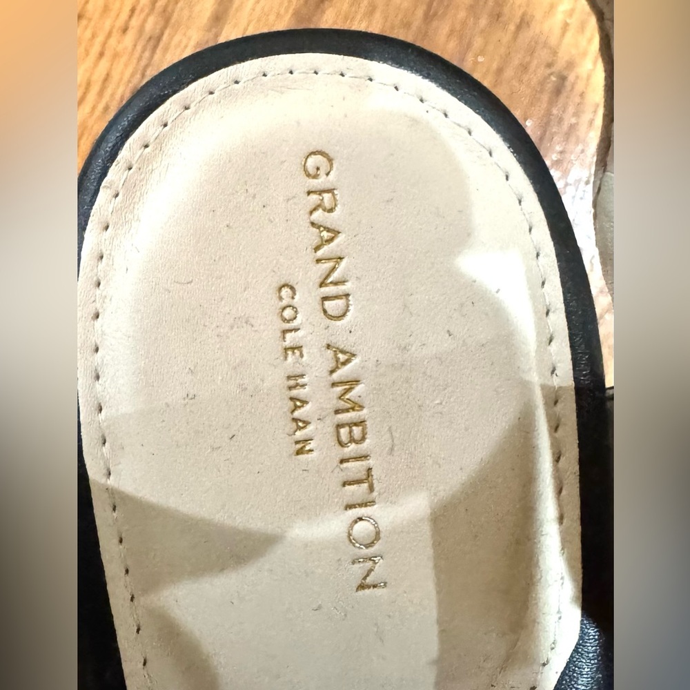 Cole Haan Black Leather Ankle-Strap platform Sandals - Picture 9 of 10